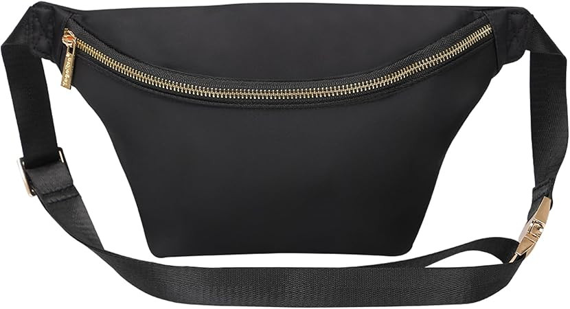 Fanny Pack Crossbody for Women Nylon Travel Waist Belt Bag (Black) | Amazon (US)
