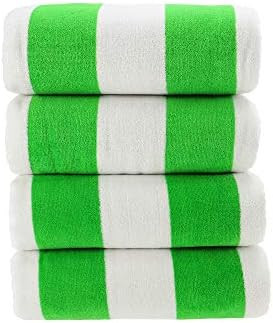 Cabana Stripe Beach Towels 35x70 Terry Velour 4-Pack (Lime Green/White) 18.75 Lbs per Dz 100% Cot... | Amazon (US)