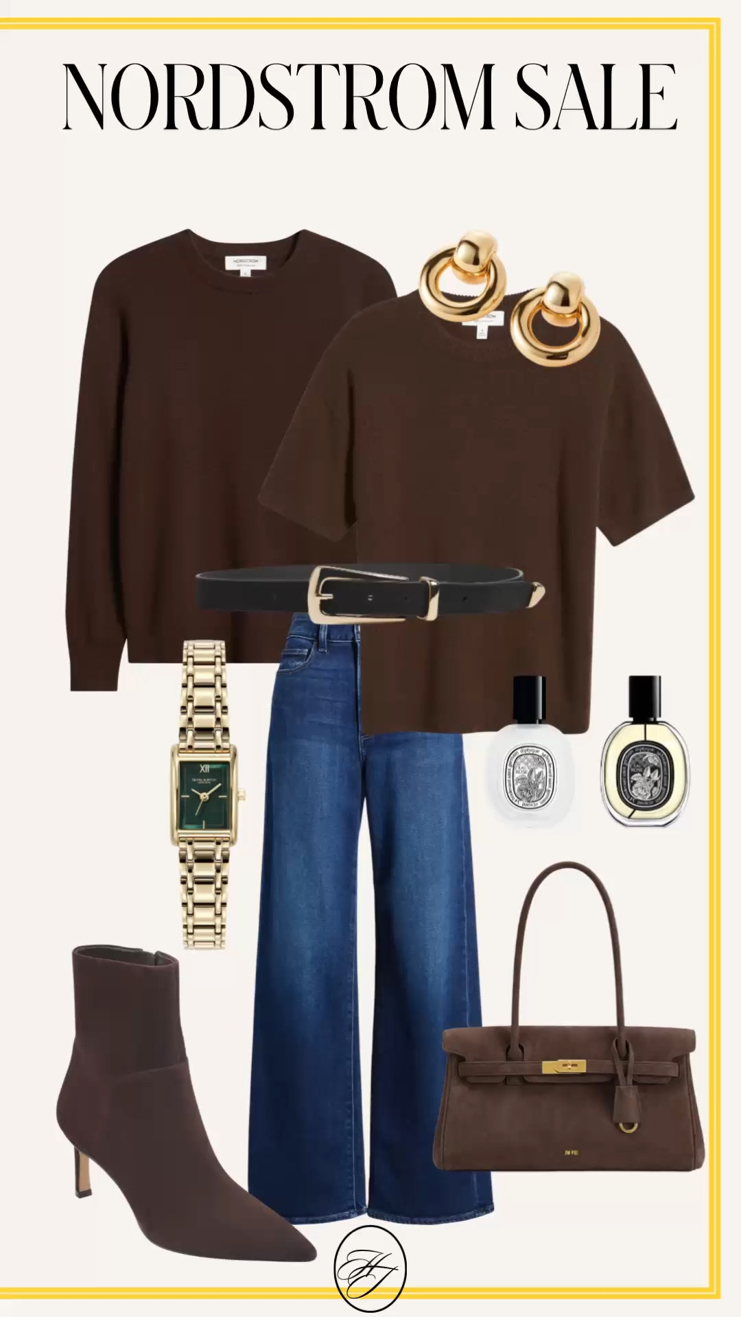 Brown Sweater + Wide Leg Jeans

If you're looking for an elevated take on casual office outfits, this is it. A chocolate brown sweater paired with wide leg jeans creates an effortless business casual look that's perfect for casual Fridays, coffee meetings, or everyday wear.

wide leg jeans outfit, brown sweater outfit, casual workwear, business casual jeans, Nordstrom Anniversary Sale, fall denim outfit, office casual style