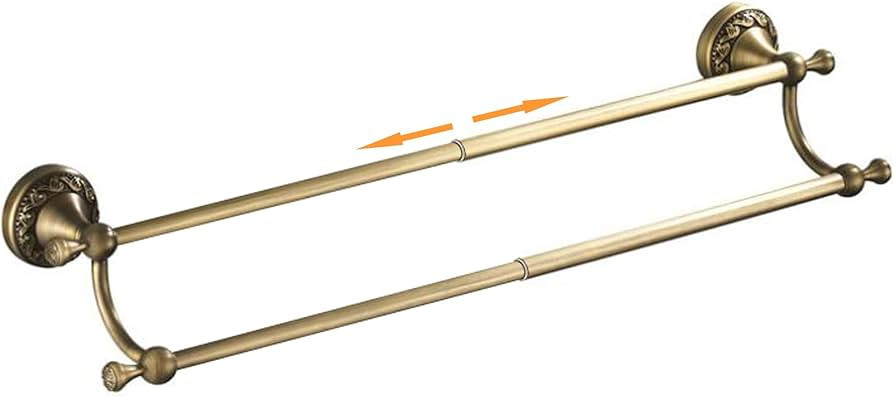 Antique Bronze Brass Double Towel Bar,Adjustable 15.5 to 27.5 Inch Bath Towel Bar Rack for Bathro... | Amazon (US)