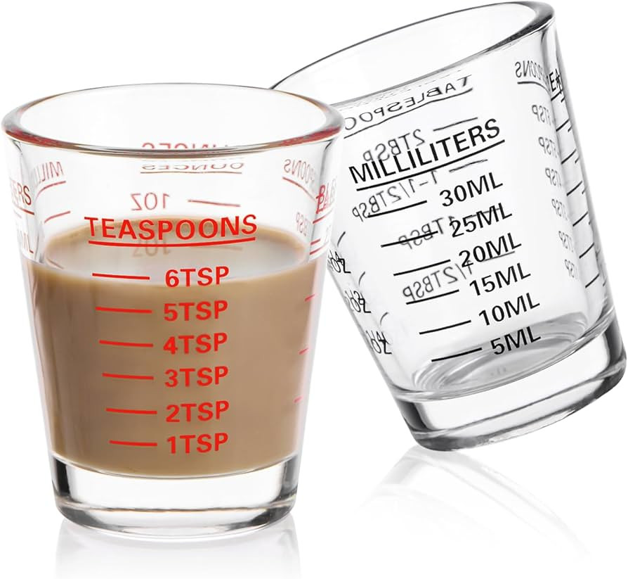 Shot Glasses Measuring Cup Set 2PACK Espresso Shot Glasses Liquid Heavy Glass 26-Incremental Meas... | Amazon (US)