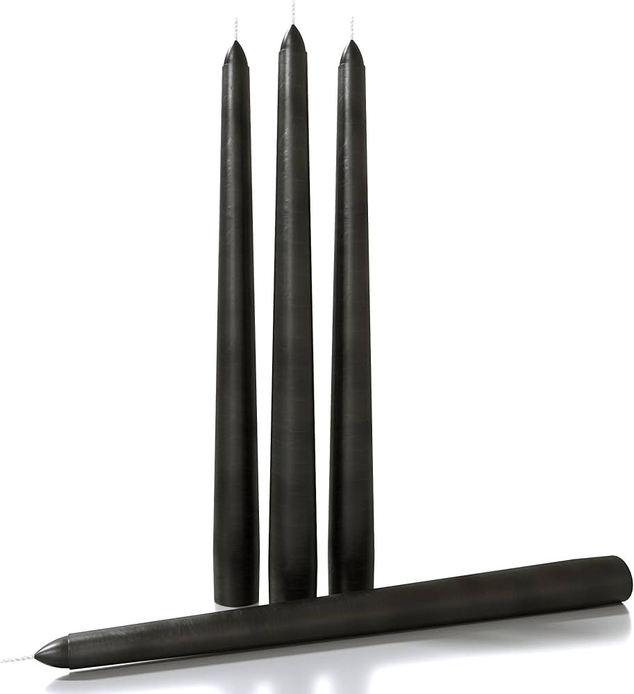 CANDWAX 10 inch Taper Candles Set of 4 - Halloween Taper Candles Unscented - Black Candles Hallow... | Amazon (US)