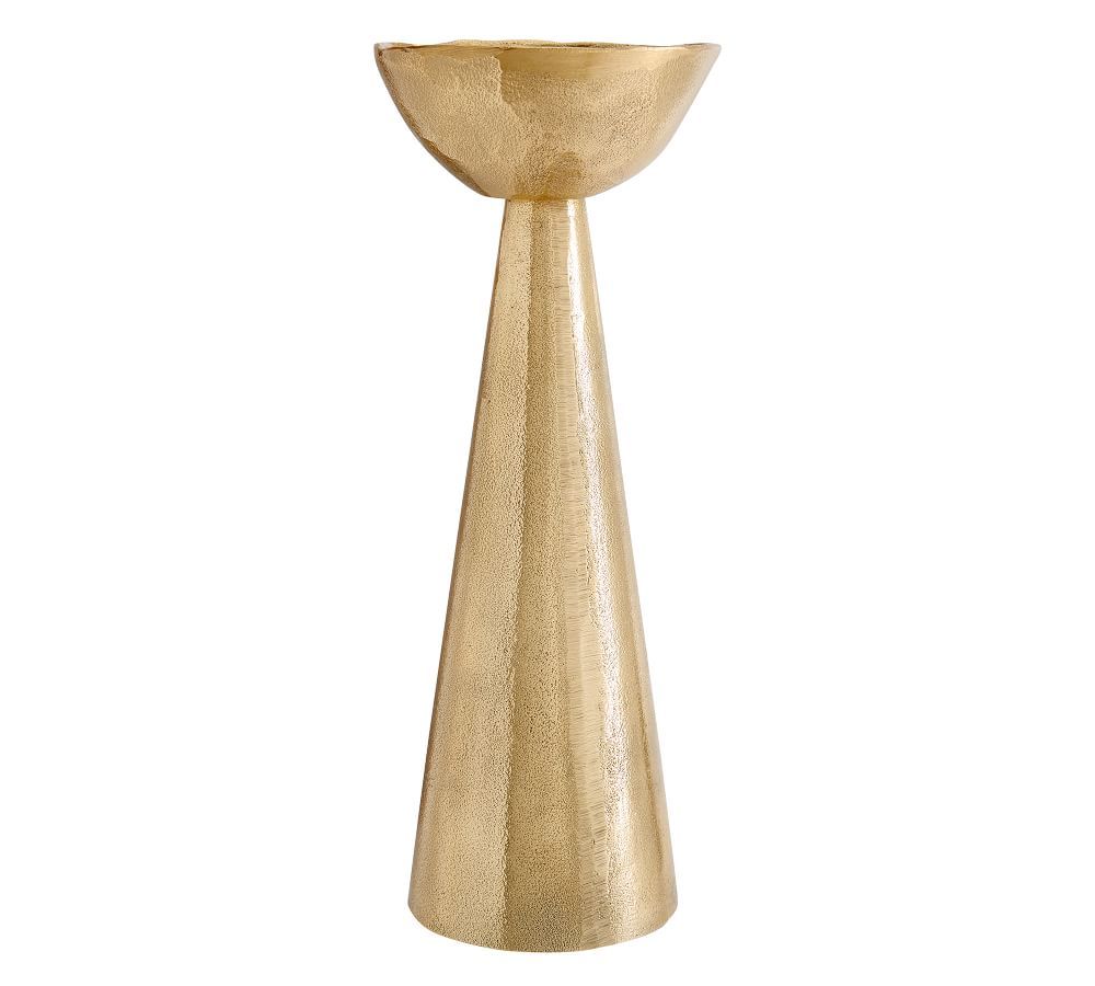 Rough Cast Brass Pillar Holder, Brass, Large, 14"H | Pottery Barn (US)