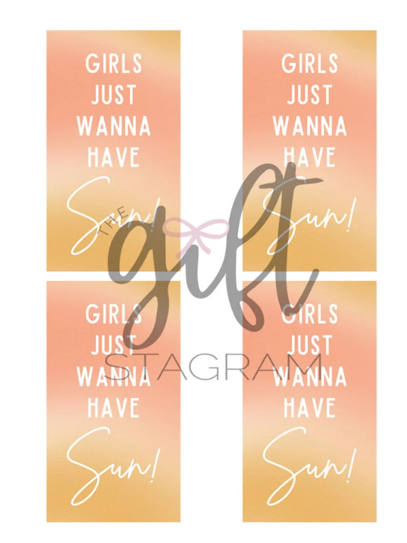 Girls Just Wanna Have Sun Gift Tag | DIGITAL DOWNLOAD |  Summertime Gift Tag | Friend Gift Ideas ... | Etsy (Global)