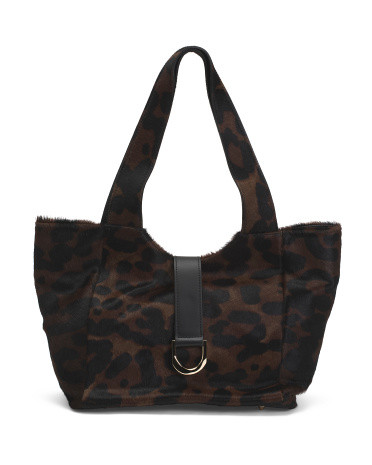 Made In Italy Leather Tote With Flap | TJ Maxx