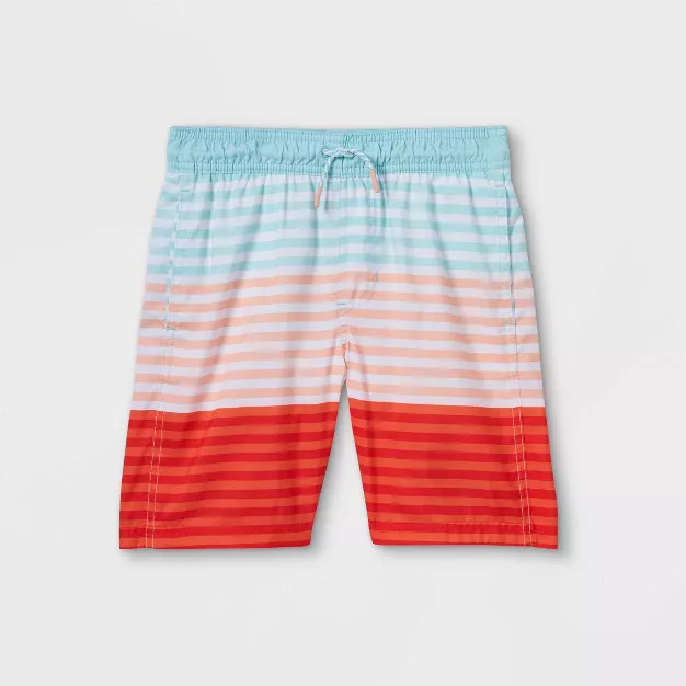 Boys' Striped Colorblock Volley Swim Trunks - Cat & Jack™ Blue | Target