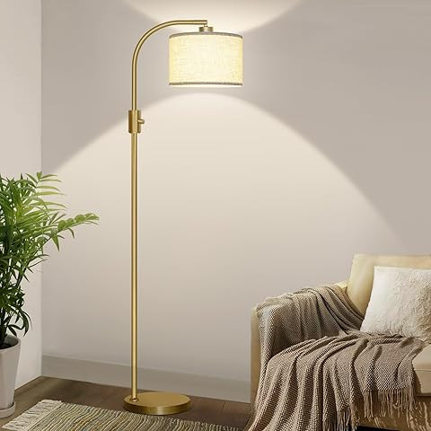 360 Lighting Rayna Modern Downbridge Floor Lamp Standing 61 1/2" Tall Warm Gold Metal Off-White L... | Amazon (US)