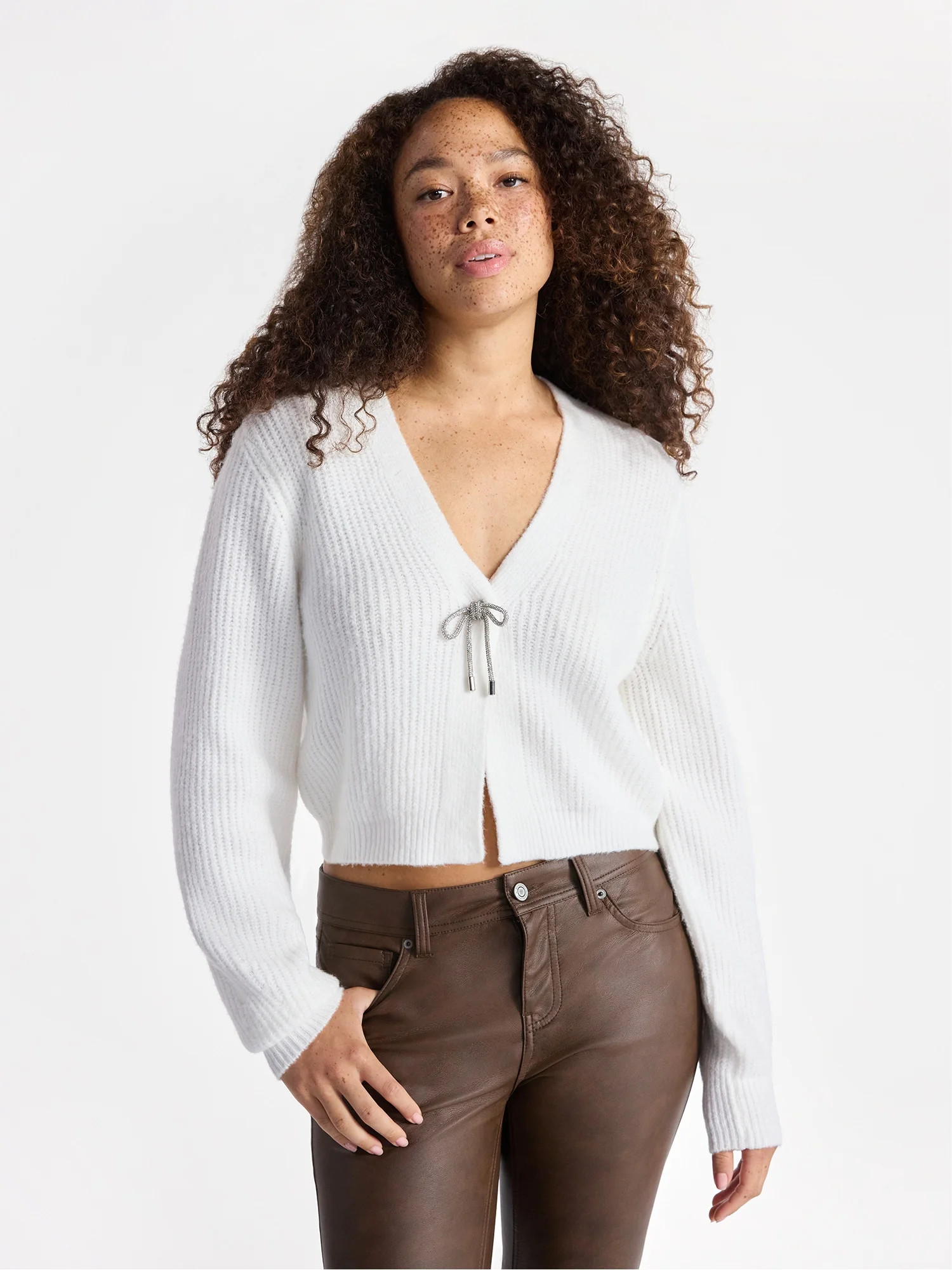 No Boundaries Bow Cardigan, Midweight, Women’s | Walmart (US)