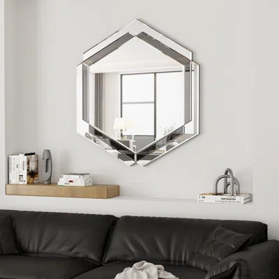 Wall Decor Mirror, 28 x 31.5 inches Silver Hexagon Wall-Mounted Hanging Mirror for Home, Living Room, Bedroom, Entryway Decor(Hexagon) | Wayfair North America