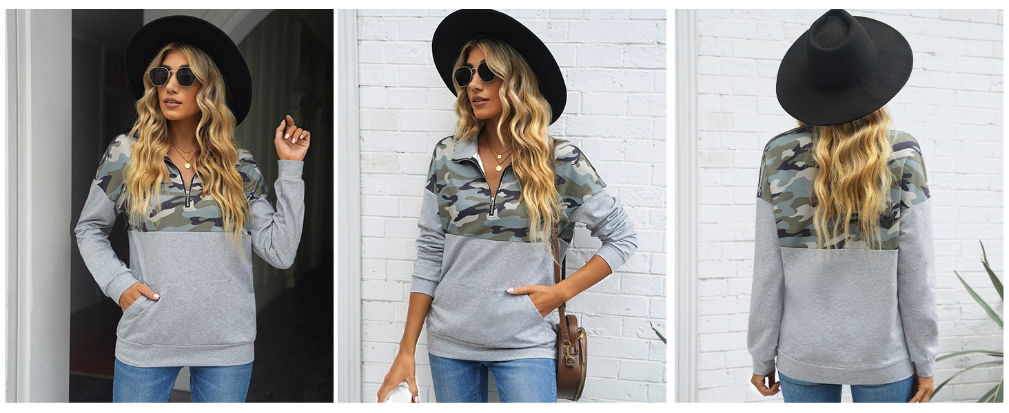 Aleumdr Womens Fall Winter Long Sleeve Pullover Tops Casual Quarter Zip Sweatshirts with Pockets ... | Amazon (US)