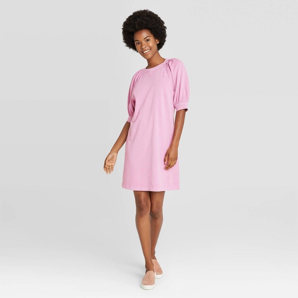 Women's Puff Short Sleeve T-Shirt Dress - Universal Thread Lilac XXL, Purple | Target