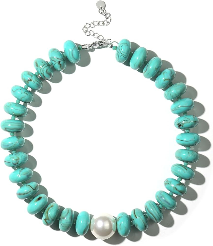 DoDoBeads Chunky Beaded Necklaces for Women, Colorful Statement Choker with Gold Stainless Steel ... | Amazon (US)