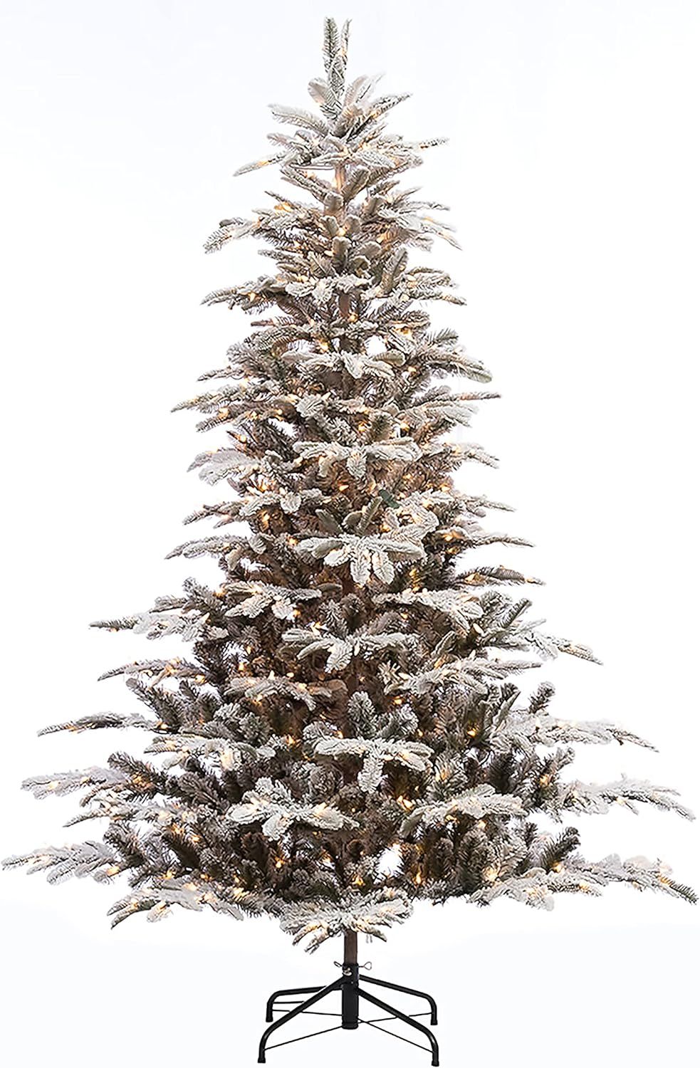 Amazon.com: Puleo International Pre-Lit 6.5' Flocked Aspen Fir Artificial Christmas Tree with 500... | Amazon (US)