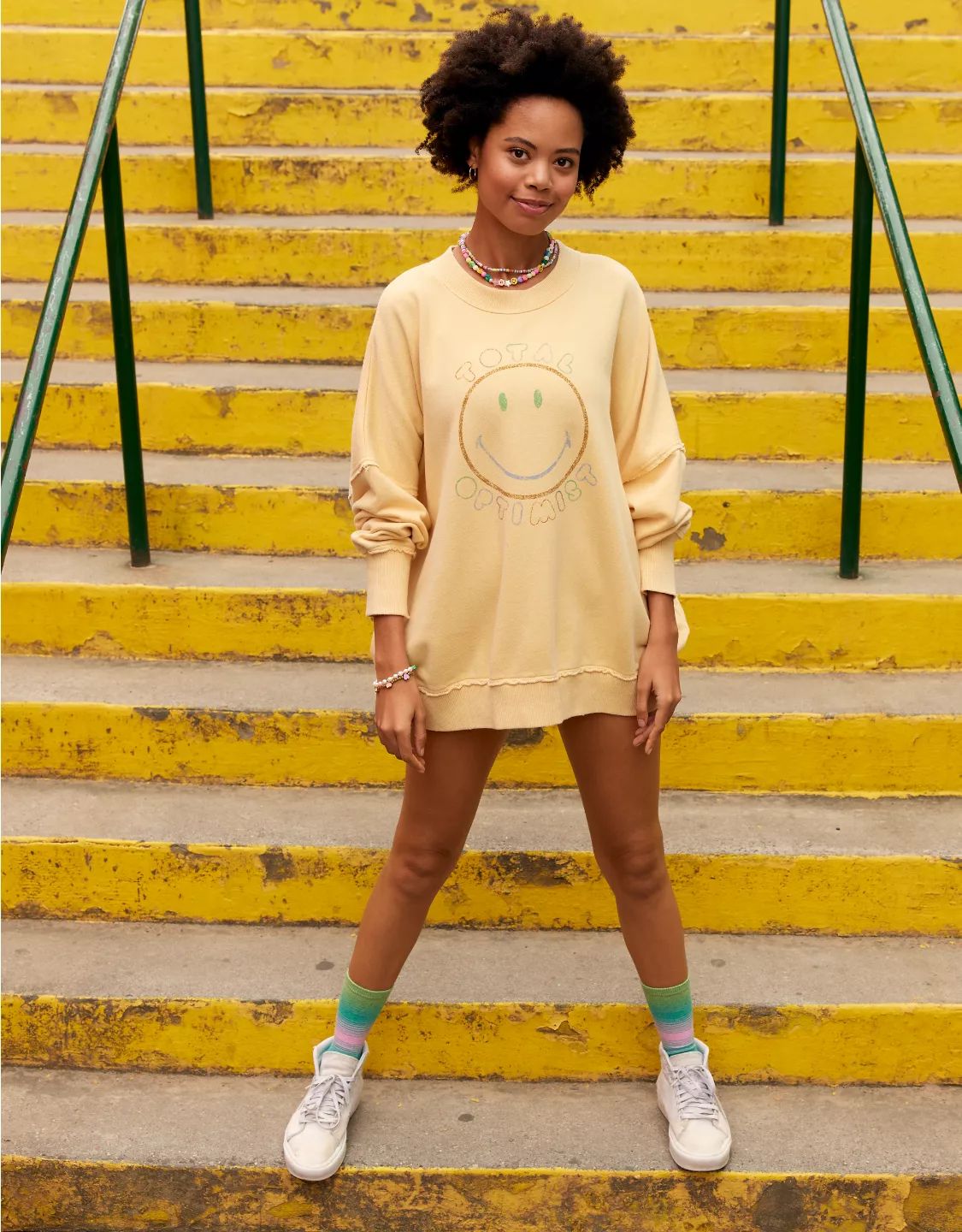 Aerie The Happiest Oversized Smiley® Crew Sweatshirt | Aerie