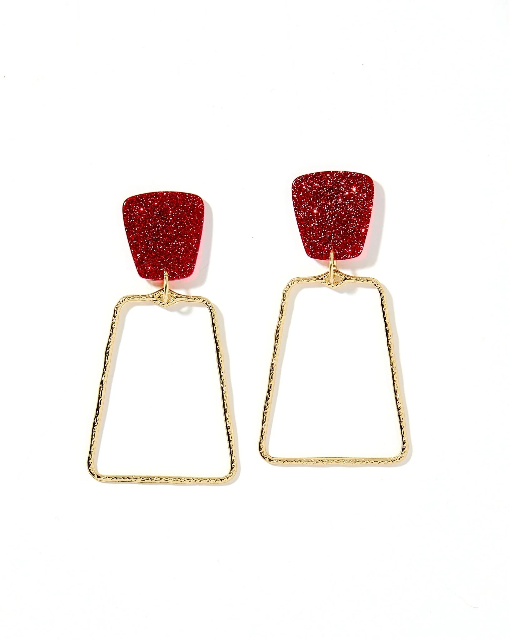 Kaelyn Statement Earrings - Crimson Glitter | LINNY CO LLC