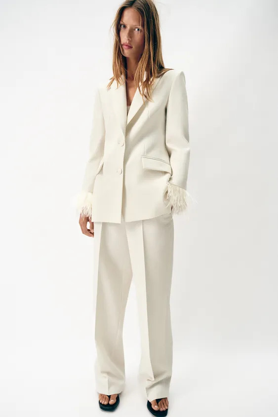 BLAZER WITH FEATHER CUFFS | Zara UK
