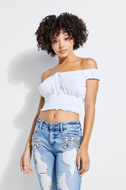 Smocked Off-the-Shoulder Top | Guess US