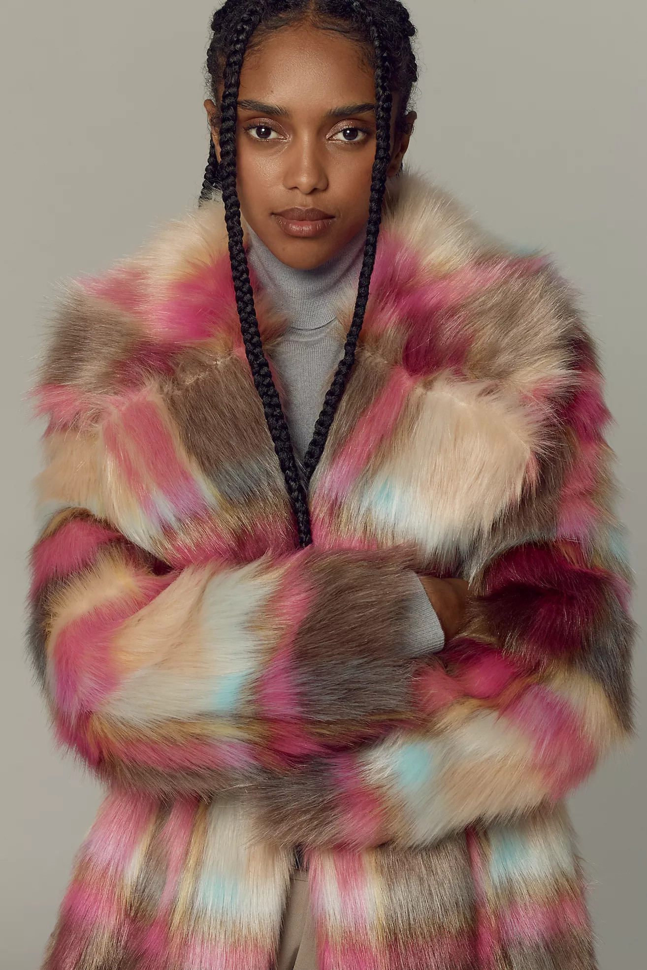 NVLT Plaid Faux-Fur Luxious Coat | Anthropologie (US)