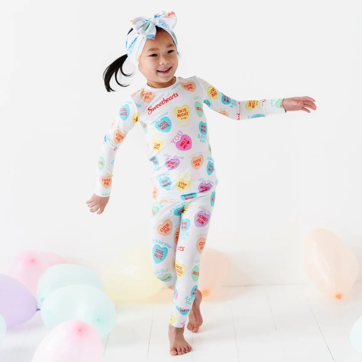 Sweethearts® Colorful Candy Heart Two-Piece Pajama Set | Bums & Roses