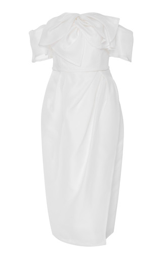 Harley Off-The-Shoulder Bow-Embellished Silk Midi Dress | Moda Operandi (Global)