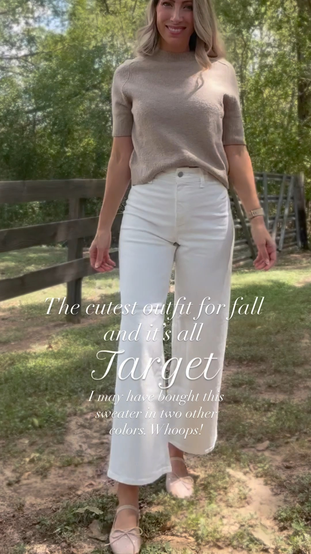 The cutest outfit for fall and its all target! Wearing size 2 in the jeans - I would say tts/possibly go up one size if in between. XS in the sweater - tts/possibly size up one. This sweater is perfection! Living in Texas this is all the sweater you need. Fall outfit, neutral fall outfit, white jeans, neutral sweater, target fall. Callie Glass 

#LTKFindsUnder50 #LTKFindsUnder100 #LTKSeasonal