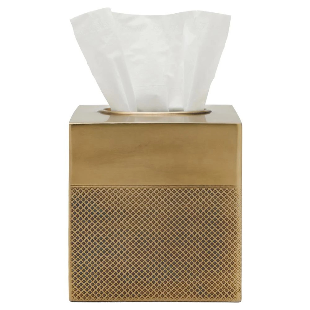 Pigeon and Poodle Hagen Modern Antique Brass Stainless Steel Tissue Box | Kathy Kuo Home
