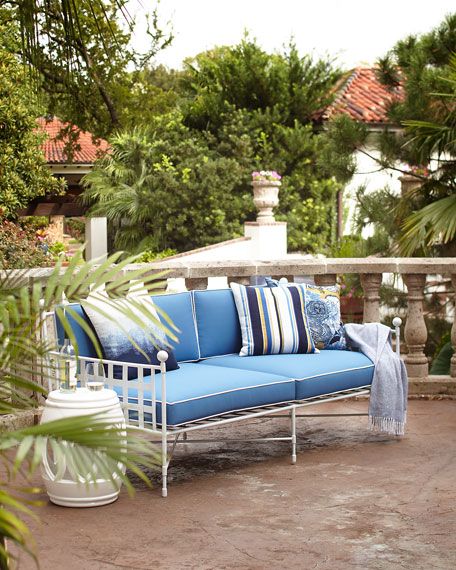 Avery Sofa, White/Blue | Neiman Marcus