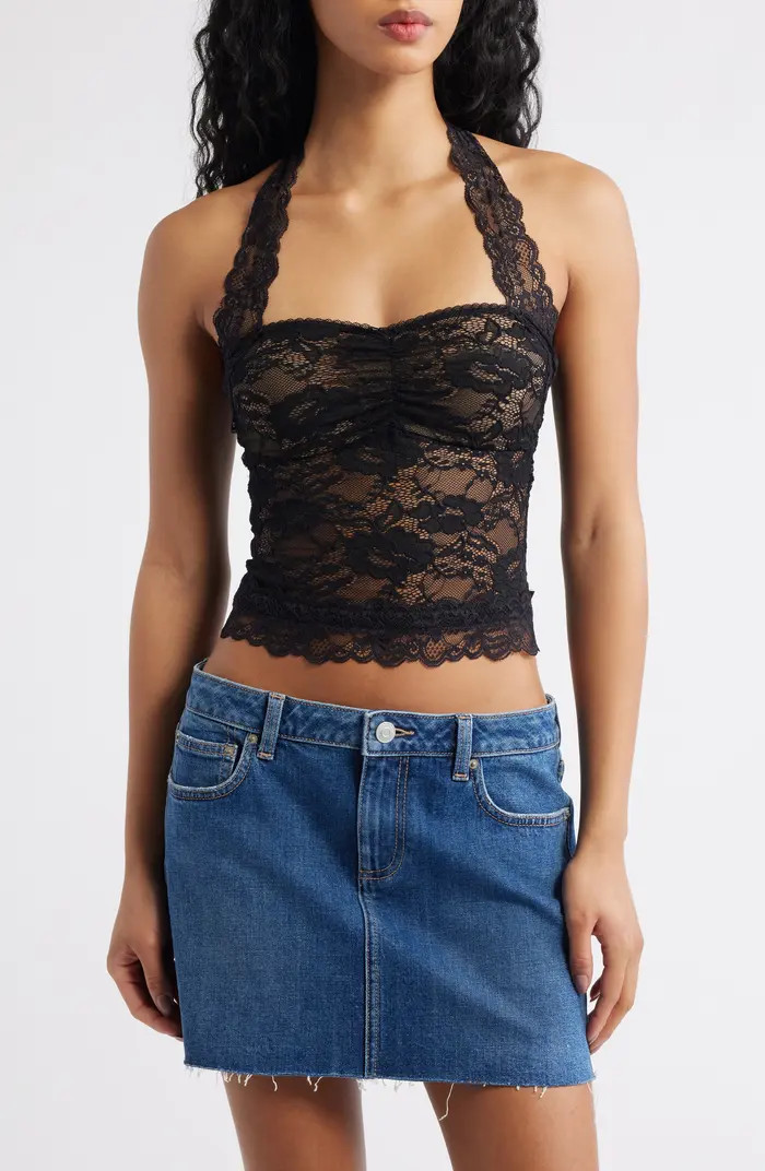 FANTASIZE LACE HALTER TOP BLK | Nordstrom