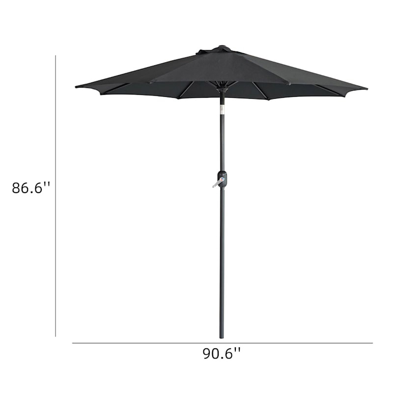 Black Outdoor Crank & Tilt Umbrella, 7.5' | At Home