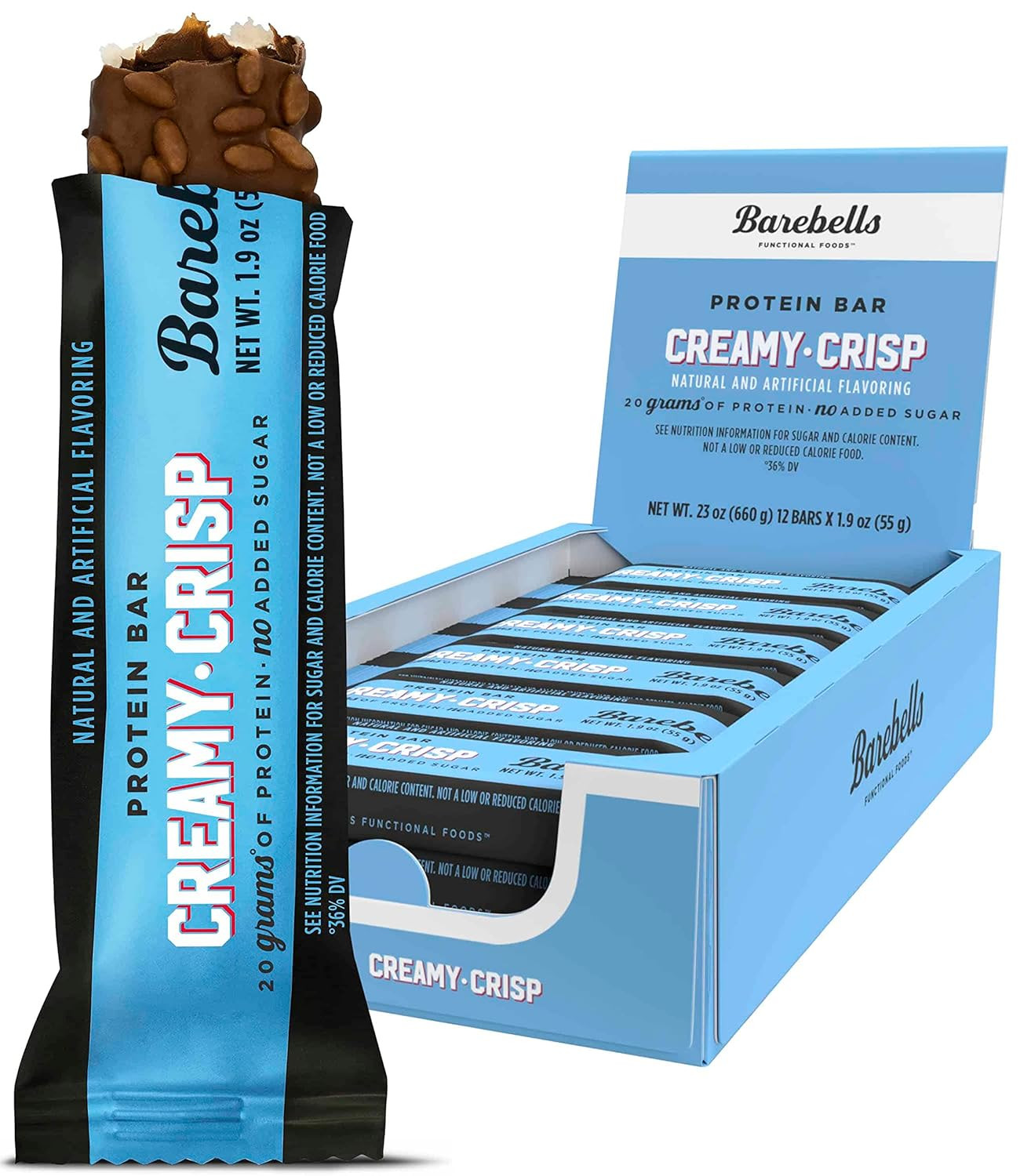 Barebells Protein Bars Creamy Crisp - 12 Count, 1.9oz Bars - Protein Snacks with 20g of High Prot... | Amazon (US)