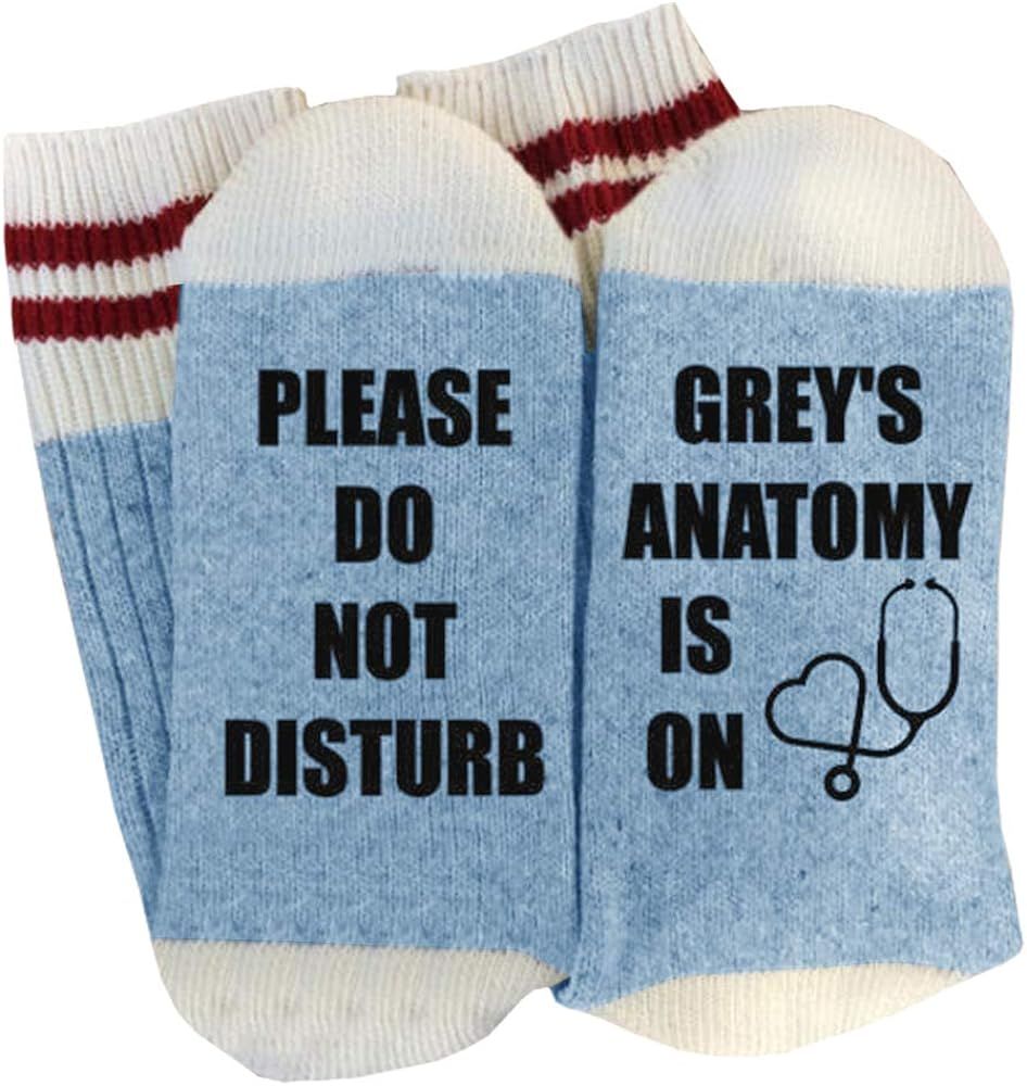 Womens Funny Socks Please Do Not Disturb Grey's Anatomy is on Novelty Crew Casual Socks | Amazon (US)