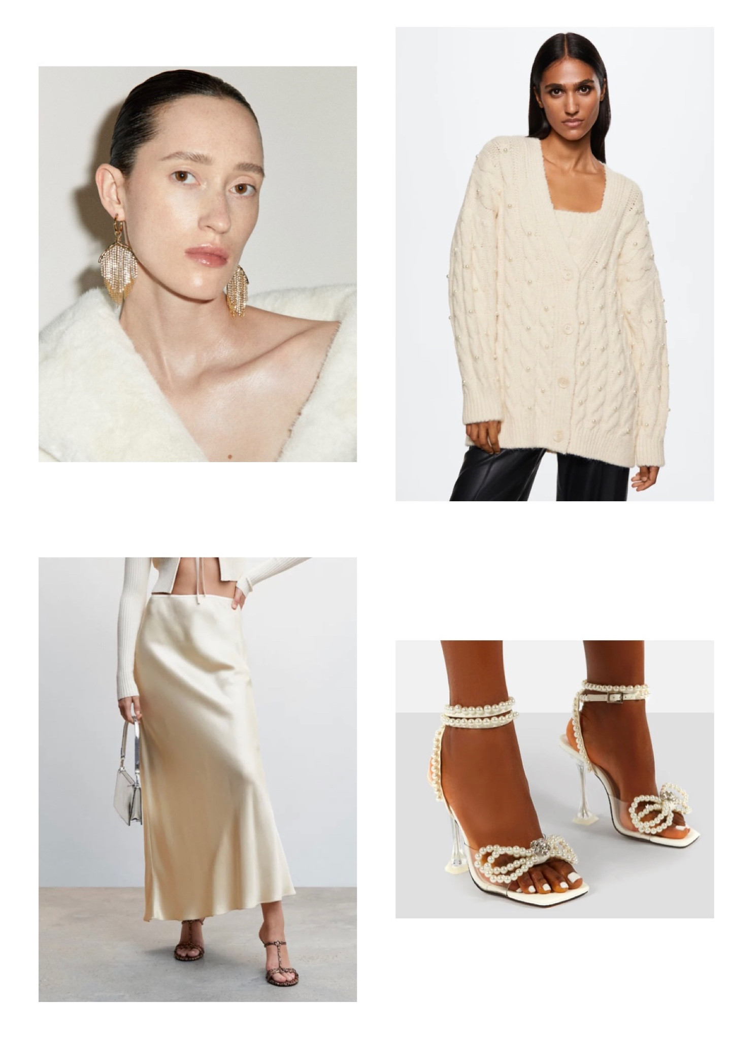 Festive Look- Cream dream Pearl knitted cardigan with matching bralette, cream silk midi skirt, Pearl heels and statement earrings ✨

#LTKeurope #LTKSeasonal #LTKHoliday