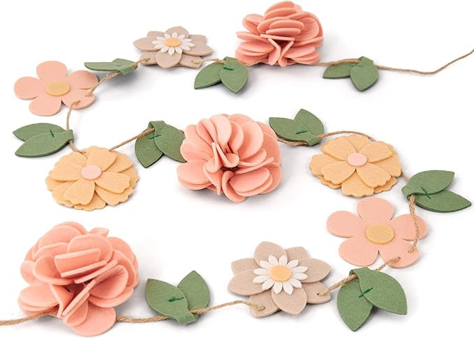 Handmade Felt Flower Garland, Flower Party Decorations, Pre-Strung Spring Garden Decorations for ... | Amazon (US)