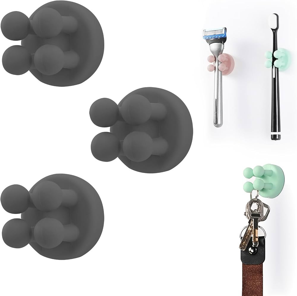 Silicone Toothbrush Holders 3 Pcs Multi-Function Hook Razor Holder Waterproof Self Adhesive Wall ... | Amazon (CA)