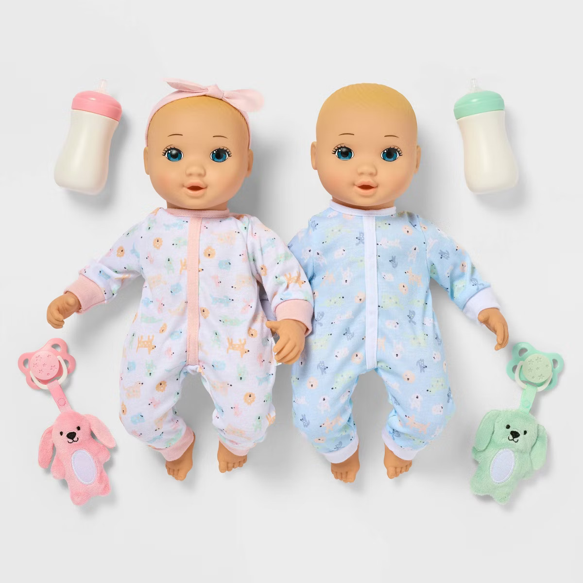14" Boy Girl Twin Baby Dolls - Blonde Hair + Blue Eyes - Gigglescape™ | Target