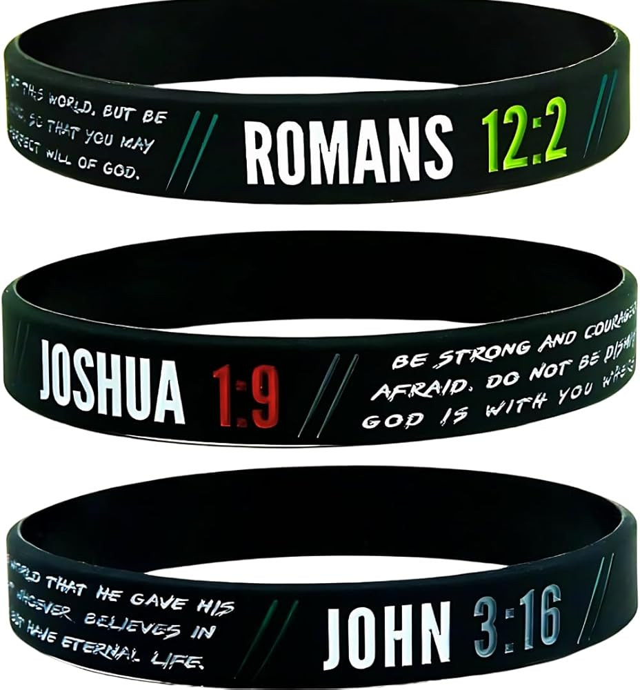 Ezekiel Gift Co. Christian Wristbands for Guys (6-pack) - John 3:16, Romans 12:2, and Joshua 1:9 ... | Amazon (US)