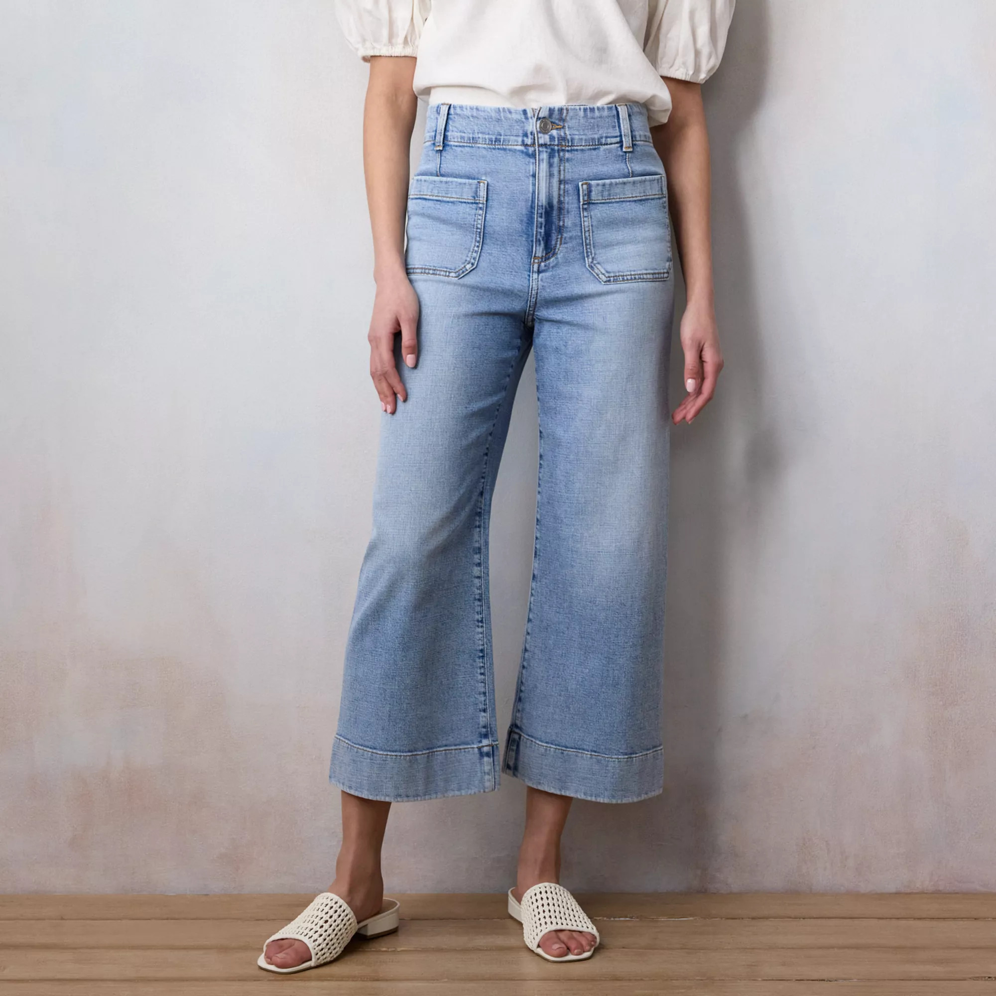 Women's LC Lauren Conrad Super High-Rise Wildflower Wide Leg Cropped Pants | Kohl's