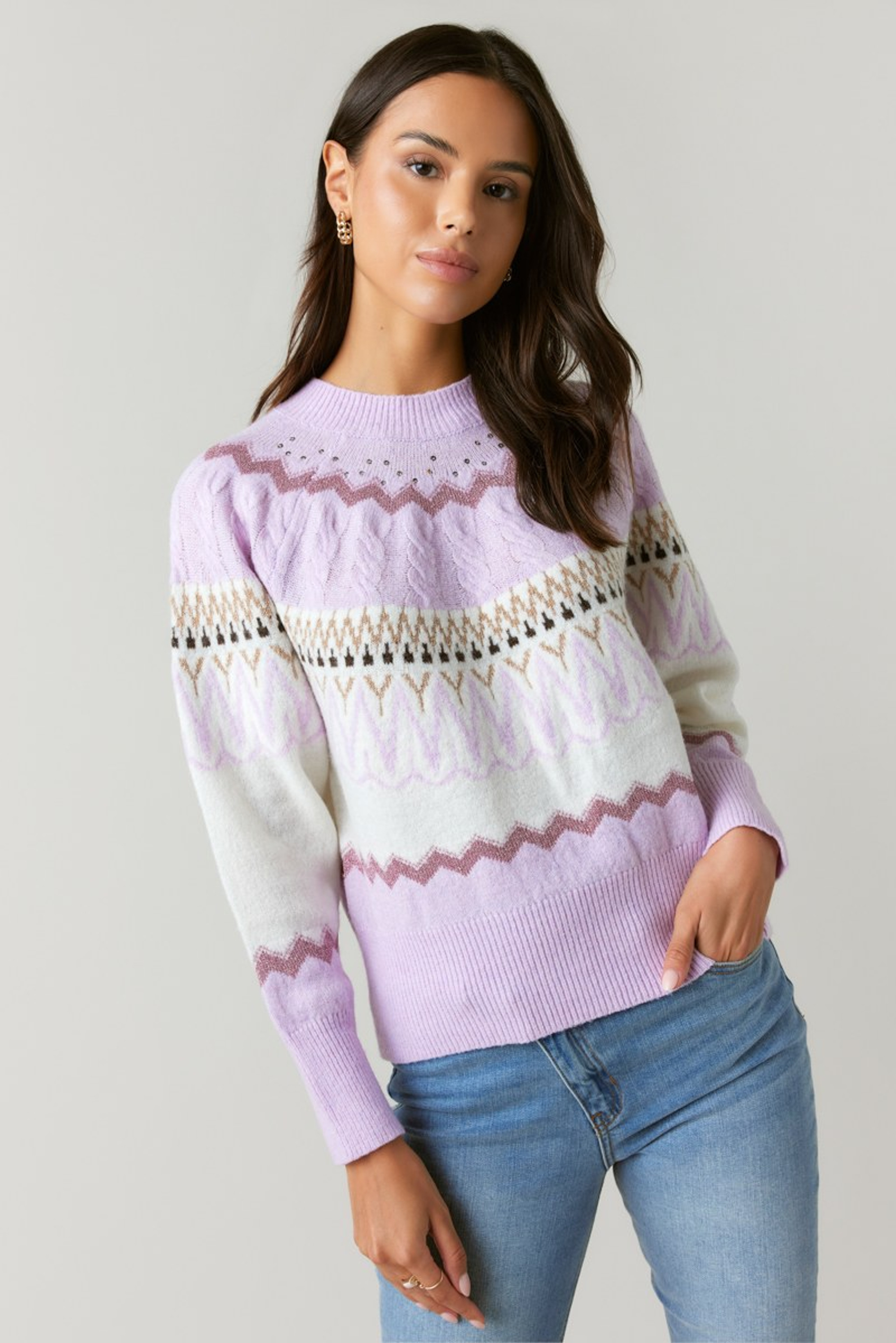 Carrie Fair Isle Crewneck Pullover | Francesca's