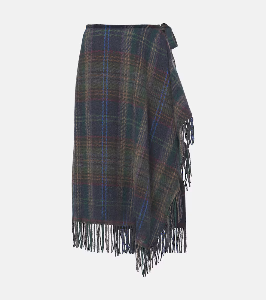 Polo Ralph Lauren Fringed plaid wool-blend wrap skirt | Mytheresa (US/CA)