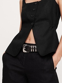 Linen Square-Neck Long Vest | Banana Republic (US)