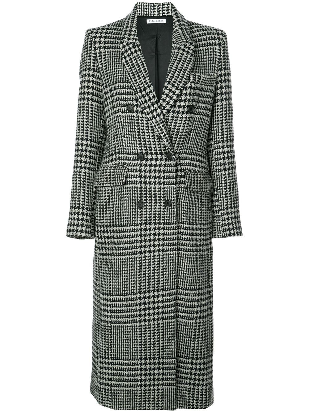 Reformation Middlebury checked coat - Black | FarFetch US