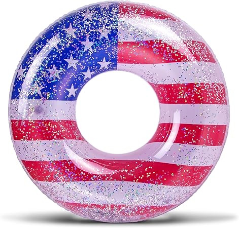 POZA Inflatable USA Pool Float - Luxurious Fun Lounger Filled with Sparkle Silver Stars Confetti,... | Amazon (US)