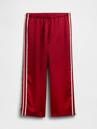 Relaxed Straight-Leg Stripe Satin Pants | Gap Factory