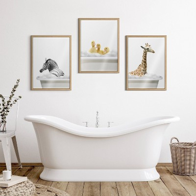 18" x 24" Blake Bathroom Bubble Bath Giraffe by The Creative Bunch Studio - Kate & Laurel All Things Decor: Wall Decor for Restroom | Target