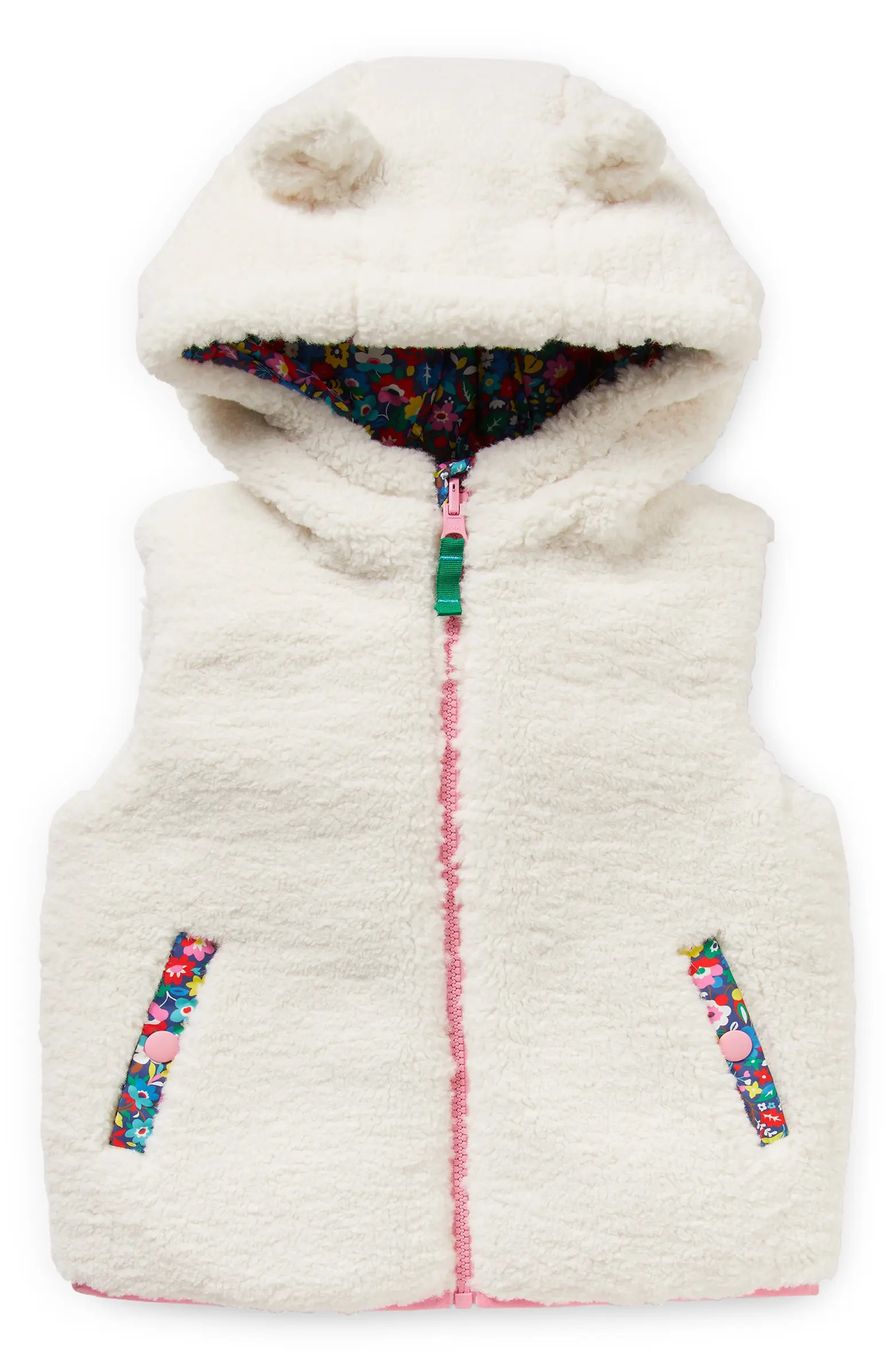 Mini Boden Kids' High Pile Fleece Reversible Hooded Vest | Nordstrom | Nordstrom