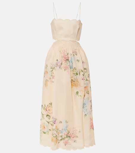 Halliday scalloped floral linen midi dress | Mytheresa (US/CA)