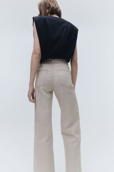 Wide-leg Twill Pants - High waist - Long - Black - Ladies | H&M US | H&M (US + CA)