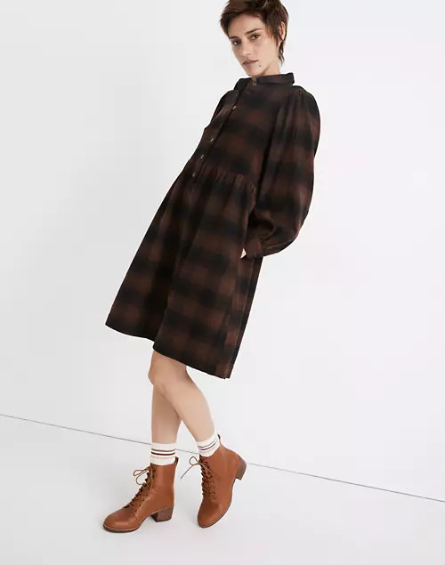 Plaid Flannel Babydoll Shirtdress | Madewell