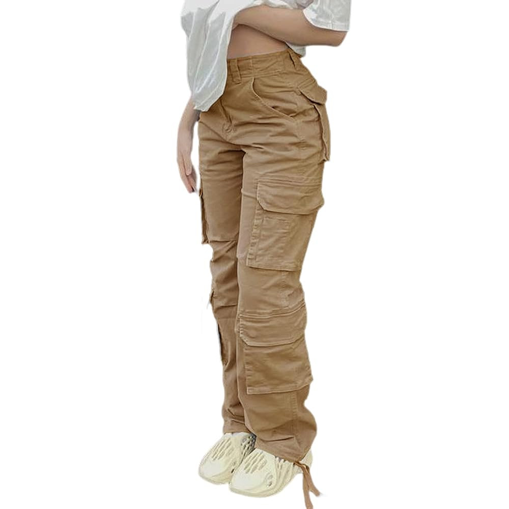 Viatabuna High Waisted Cargo Pants for Women Baggy Y2k Straight Wide Leg Pants with Pockets Stree... | Amazon (US)