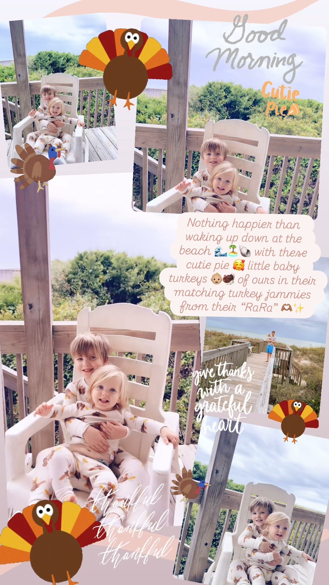 Nothing happier than waking up down at the beach 🌊🏝️🐚 with these cutie pie 🥰 little baby turkeys 👶🏼🦃 of ours in their matching turkey jammies from their “RaRa” 🫶🏽✨

#LTKSeasonal #LTKFamily #LTKHoliday